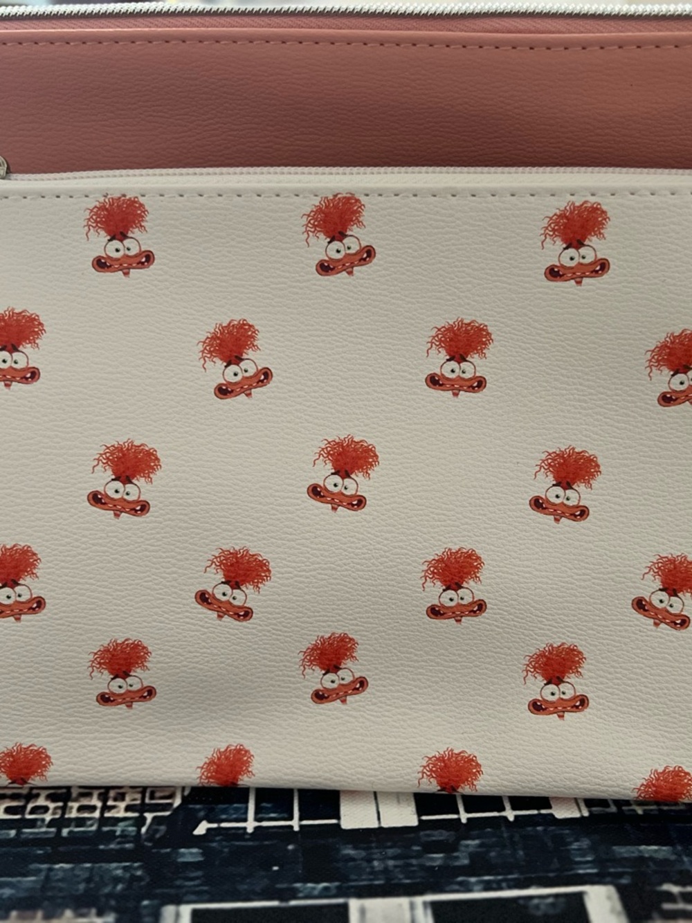 Primark Pink and Cream Kids Character Pouch - 'Anxiety' Print - Picture 2 of 5